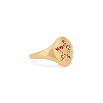 Shop Rosie Fortescue 18kt Gold-plated Signet Ring In Gold And Other