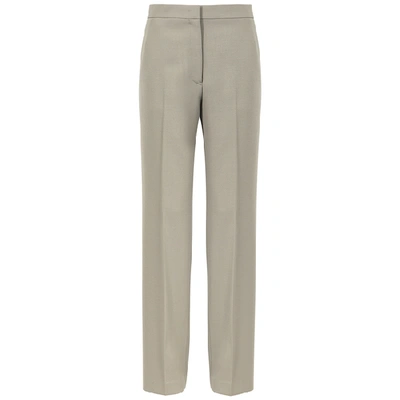 Shop Jil Sander Lang Grey Straight-leg Wool Trousers