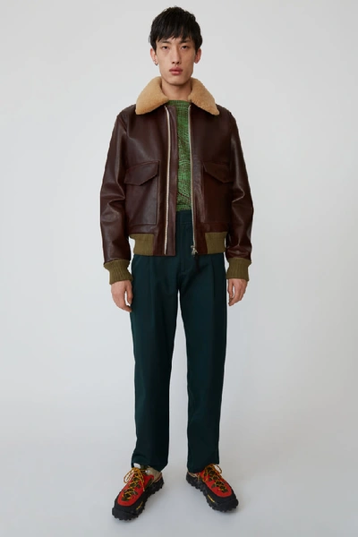 Shop Acne Studios Leather Jacket Cognac Brown