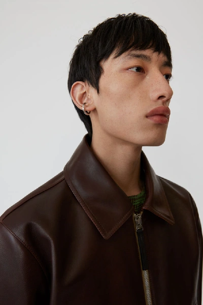 Shop Acne Studios Leather Jacket Cognac Brown