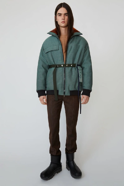 Shop Acne Studios Reflective Padded Jacket Pastel Green