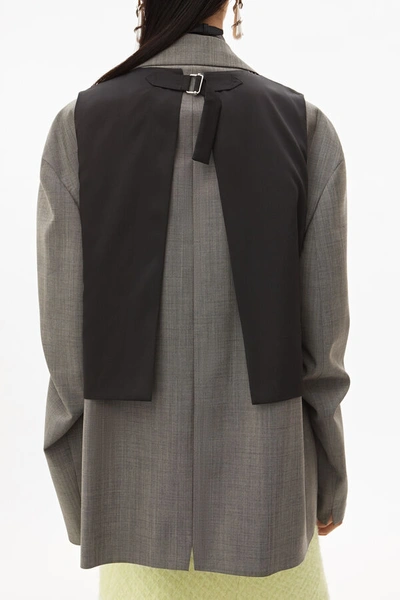 Shop Alexander Wang Mohair Blazer With Leather Vest In Grey