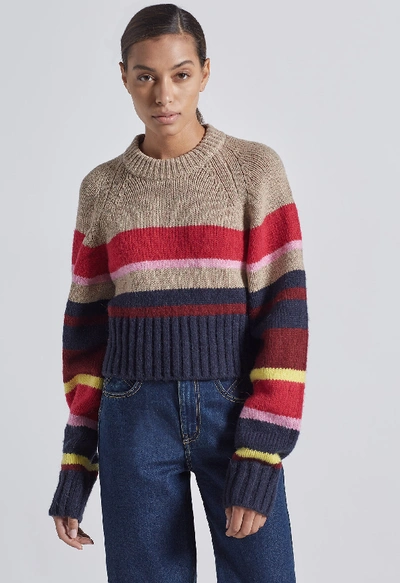 Shop Current Elliott The Moonshine Sweater In Brown And Multi Stripe
