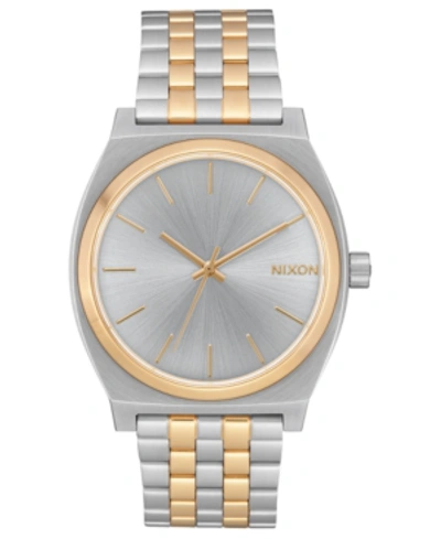 Shop Nixon Time Teller Stainless Steel Bracelet Watch 37mm In Silver Gold