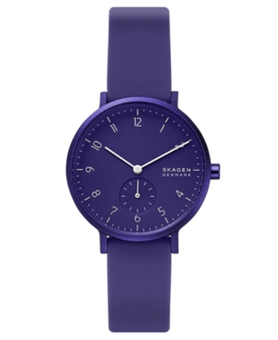 Shop Skagen Women's Aaren Kulor Purple Silicone Strap Watch 36mm