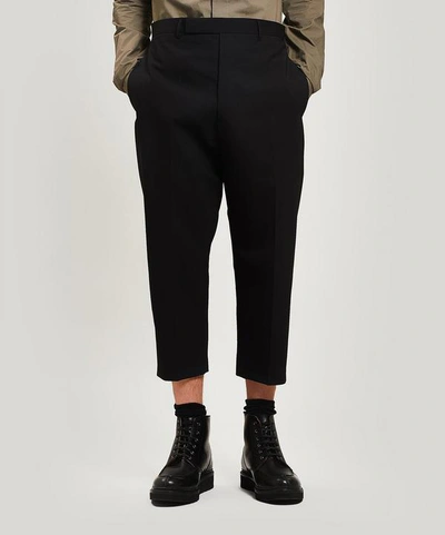 Shop Rick Owens Wool-blend Cropped Trousers In Black