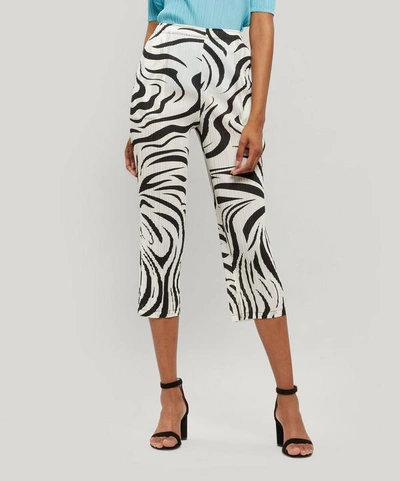 Shop Issey Miyake Aroma Zebra Cropped Trousers In White