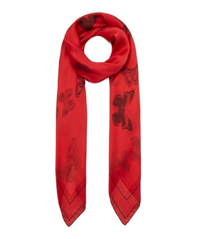 Shop Valentino Butterfly Cashmere Scarf In Oro Rosso