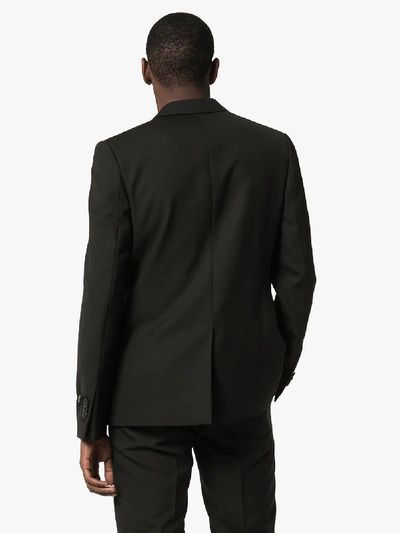 Shop Fendi Ff Lapel Tailored Blazer In Black