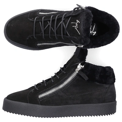 Shop Giuseppe Zanotti High-top Sneakers Kriss Calfskin Logo Black