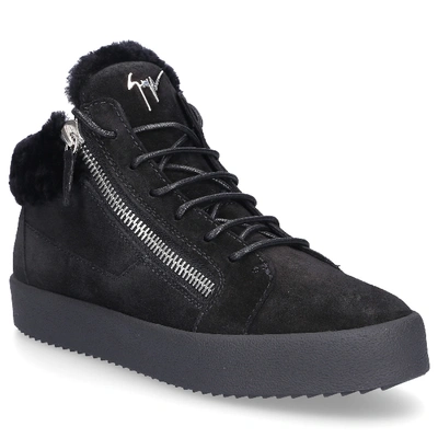 Shop Giuseppe Zanotti High-top Sneakers Kriss Calfskin Logo Black