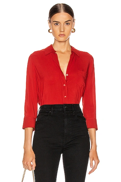 Shop L Agence L'agence Ryan 3/4 Sleeve Blouse In Redstone