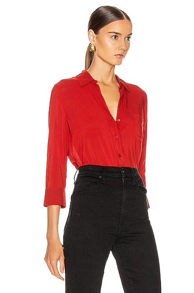 Shop L Agence L'agence Ryan 3/4 Sleeve Blouse In Redstone