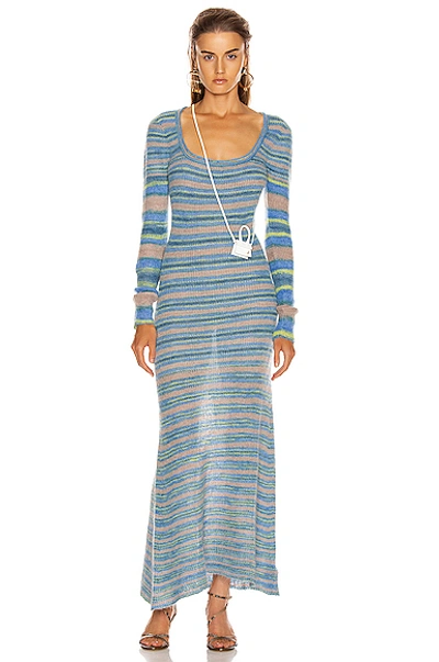 Shop Jacquemus Perou Dress In Blue,stripes In Stripe Blue