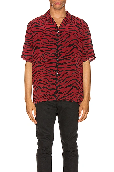 Shop Saint Laurent Zebra Stripe Shirt In Red & Black