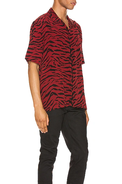 Shop Saint Laurent Zebra Stripe Shirt In Red & Black