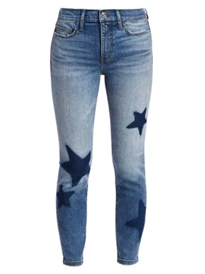 Shop Current Elliott Star-embroidered Ankle Skinny Stiletto Jeans In Kathan