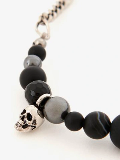 Shop Alexander Mcqueen Pearl And Skull Bead Necklace In Black/crystal