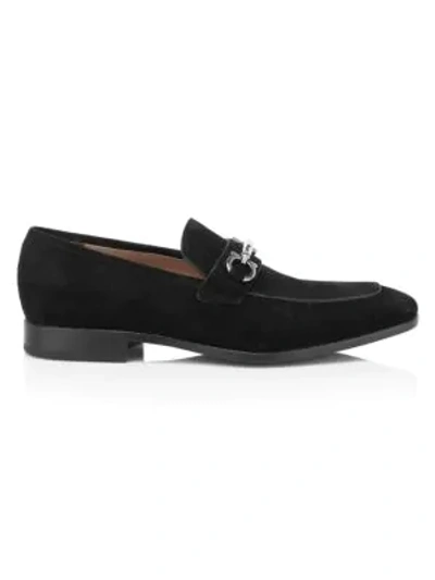 Shop Ferragamo Benford Suede Horsebit Loafers In Black
