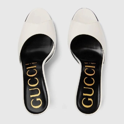 Shop Gucci Leather Heeled Slide In White