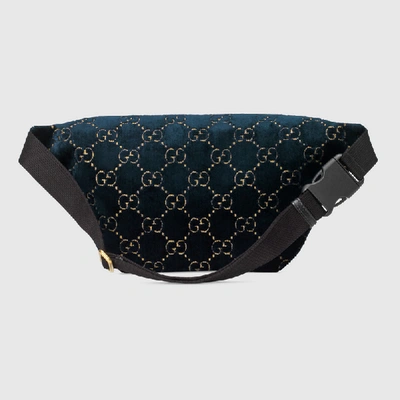 Shop Gucci Gg Velvet Belt Bag In Blue Gg Velvet