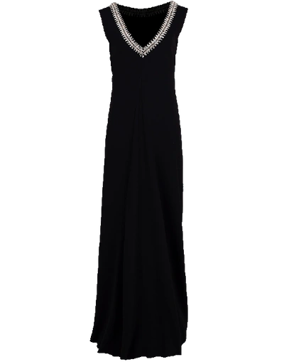 Shop Carolina Herrera Embroidered Bateau Gown In Black