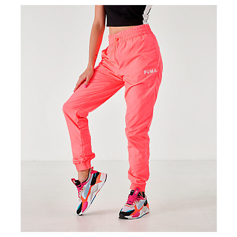 puma lace up joggers pink