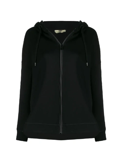 Shop Fendi Roma Amor Zipped Hooded Sweater In Black