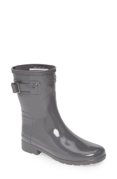 Shop Hunter Refined Short Gloss Rain Boot In Stratus