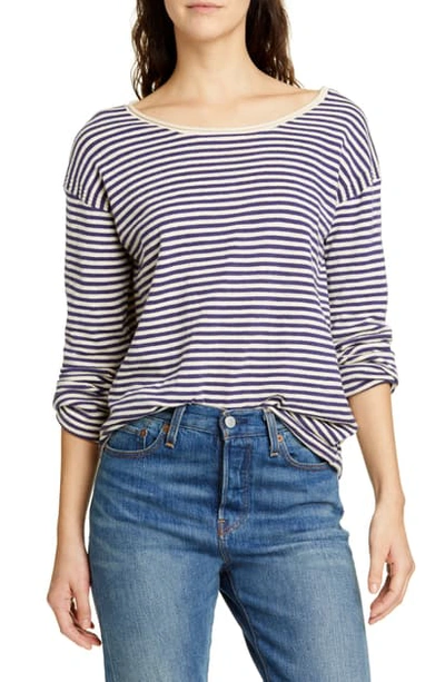 Shop Alex Mill Roll Neck Stripe Sweater In Natural/ Navy