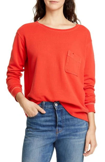 Shop Alex Mill Fleece Pocket Sweatshirt In Tomato