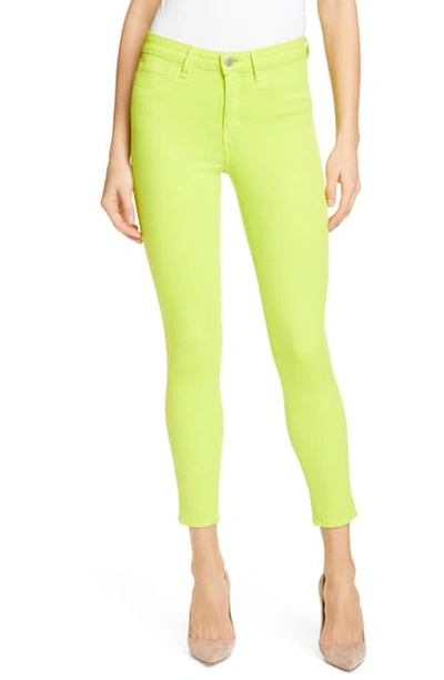 Shop L Agence High Waist Skinny Ankle Jeans In Chartreuse