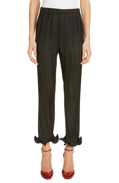 Shop Givenchy Ruffle Cuff Plisse Pants In Black