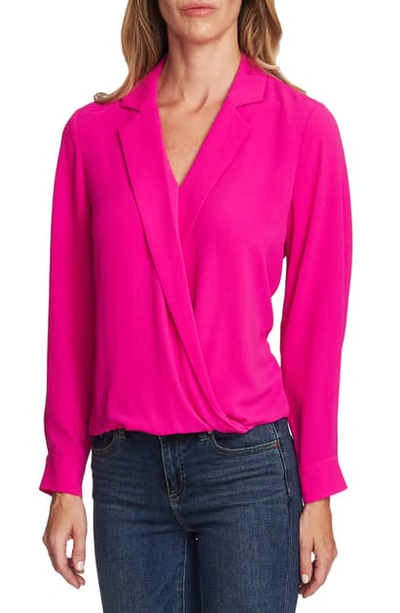 Shop Vince Camuto Faux Wrap Top In Pink Shock
