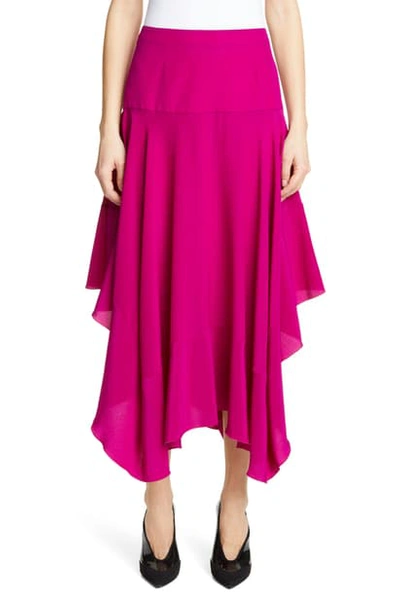 Shop Stella Mccartney Silk Crepe De Chine Asymmetrical Midi Skirt In Purple