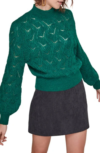 Shop Astr Audra Bishop Sleeve Sweater In Juniper Green
