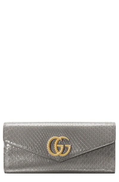 Shop Gucci Genuine Snakeskin Evening Clutch In Dusty Grey