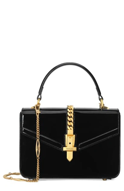 Shop Gucci Mini 1969 Patent Leather Top Handle Bag In Nero