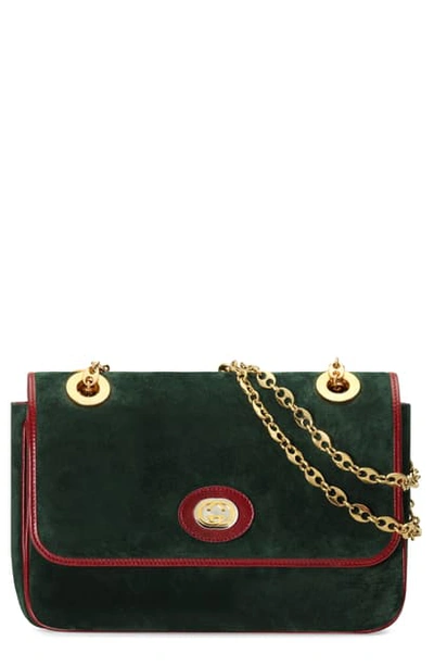Shop Gucci Smallsuede Shoulder Bag In New Park Green Romantic Cerise