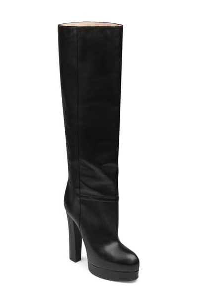 Shop Gucci Britney Platform Tall Boot In Black