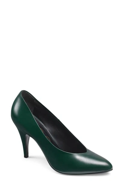 Shop Gucci Blanca Pointed Toe Pump In Vintage Green