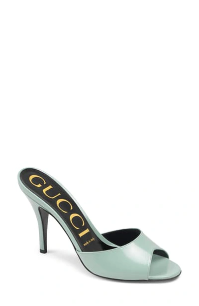 Shop Gucci Scarlet Slip-on Sandal In Aqua Green