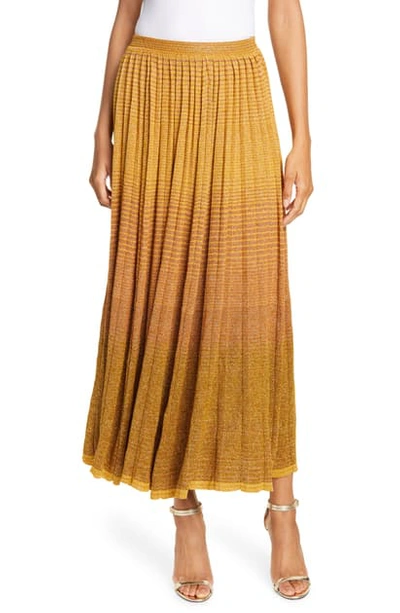 Shop Ulla Johnson Billie Metallic Stripe Maxi Skirt In Gold