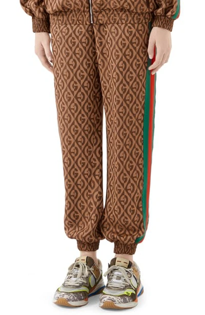 Shop Gucci Gg Rhombus Jacquard Jersey Jogger Pants In Brown/ Multicolor