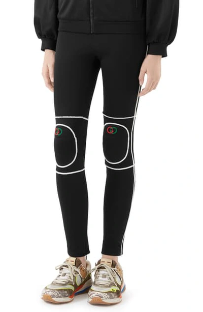 Shop Gucci Tech Jersey Leggings With Knee Pads In Black