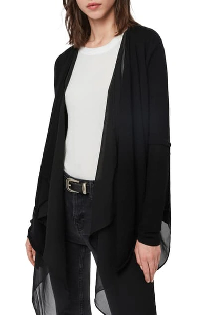 Shop Allsaints Mirri Waterfall Merino Wool Cardigan In Black