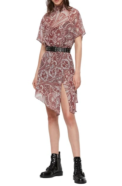 Shop Allsaints Giulia Paisley Scarf Dress In Red