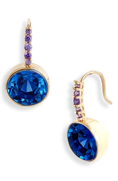 Shop Kate Spade Reflecting Pool Pave Drop Earrings In Blue Multi