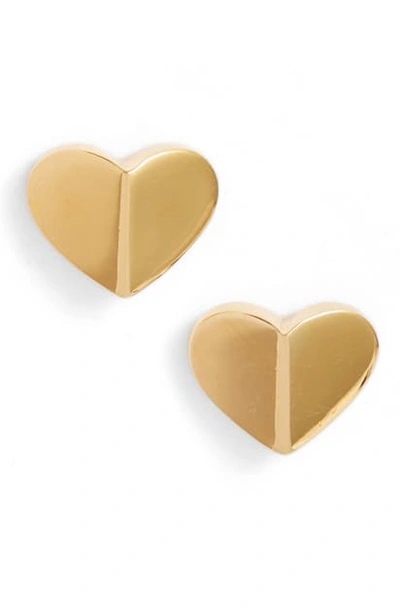 Shop Kate Spade Small Heart Stud Earrings In Gold