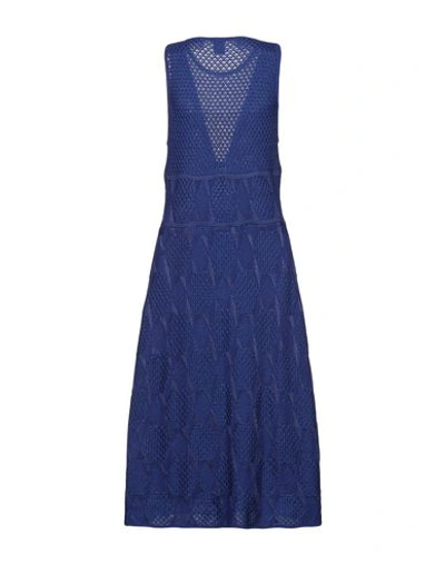 Shop M Missoni Woman Midi Dress Blue Size 2 Cotton, Viscose, Polyamide, Polyester